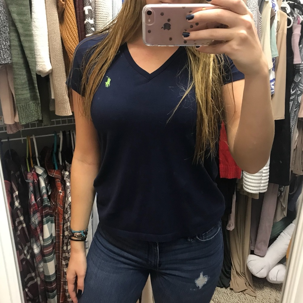Navy polo v-neck