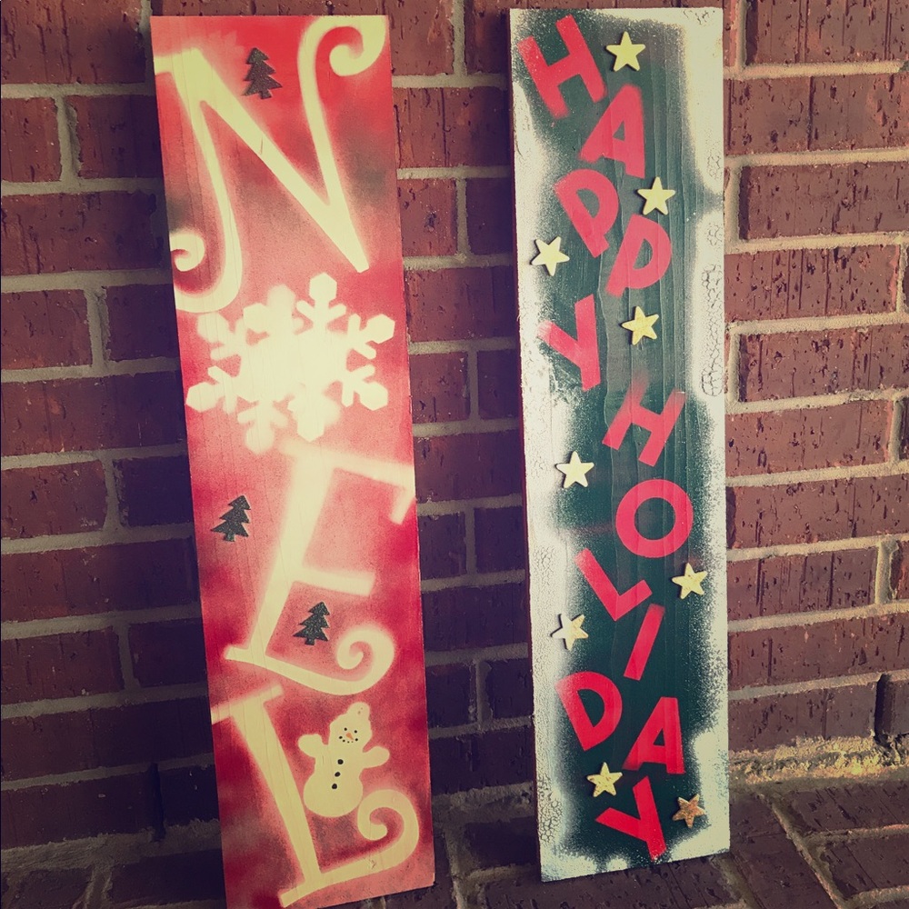 Holiday wooden signs