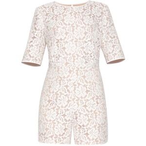 BCBG Cream Haile Lace Romper with pockets!