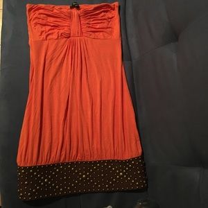 Sky strapless dress with leather