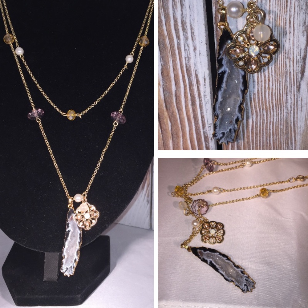 NWOT Layered Druzy Sweater Necklace – WT045626