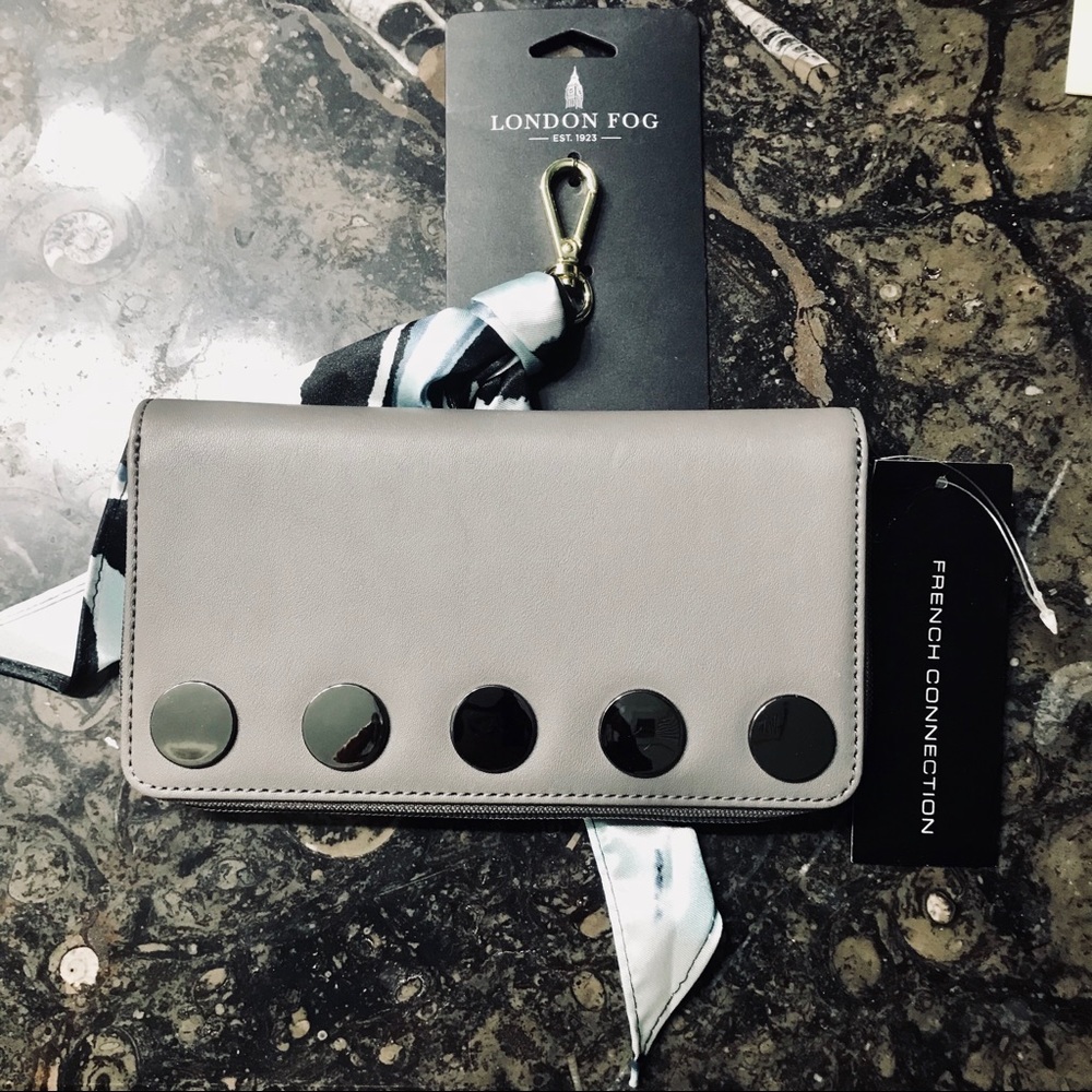 NWT FRENCH CONNECTION GUNMETAL EMBELLISHED WALLET