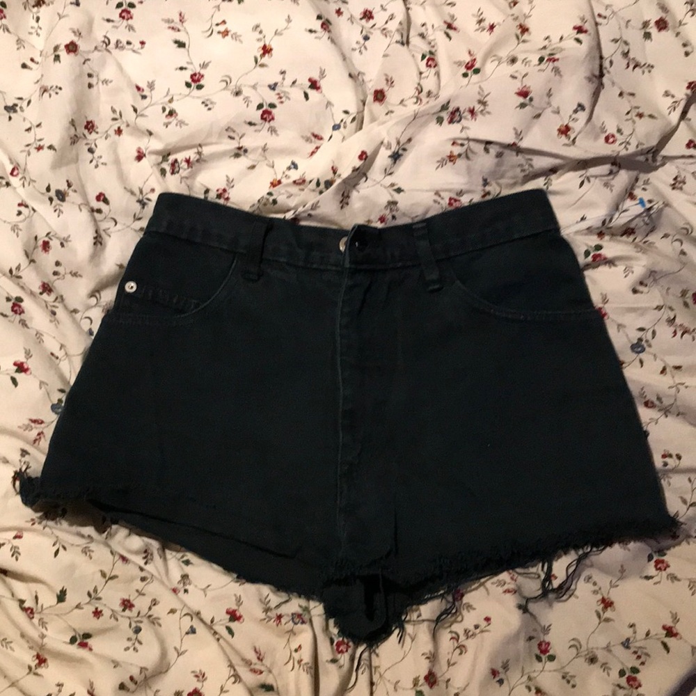 Dark green green box cut shorts