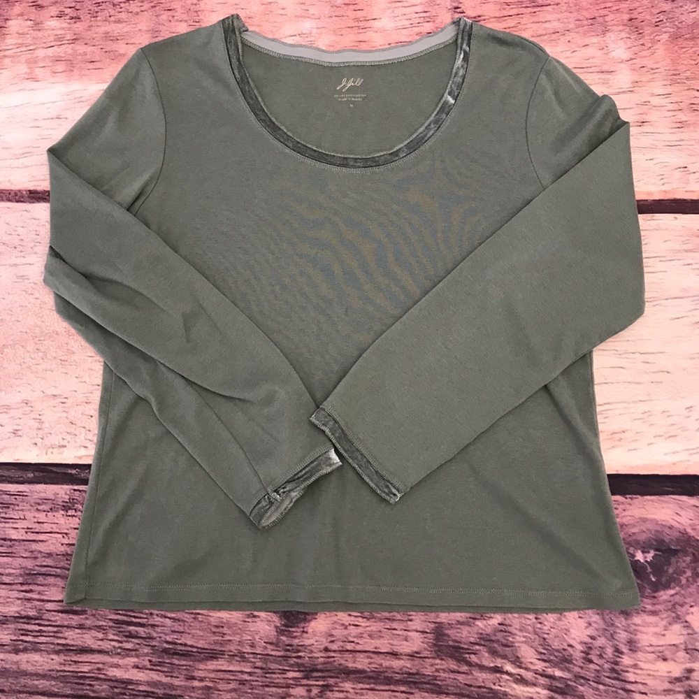 J. Jill Velvet Trimmed Tee Long Sleeve Shirt