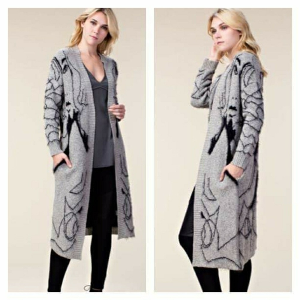 Graphic Cardigan Sweater-Small Medium