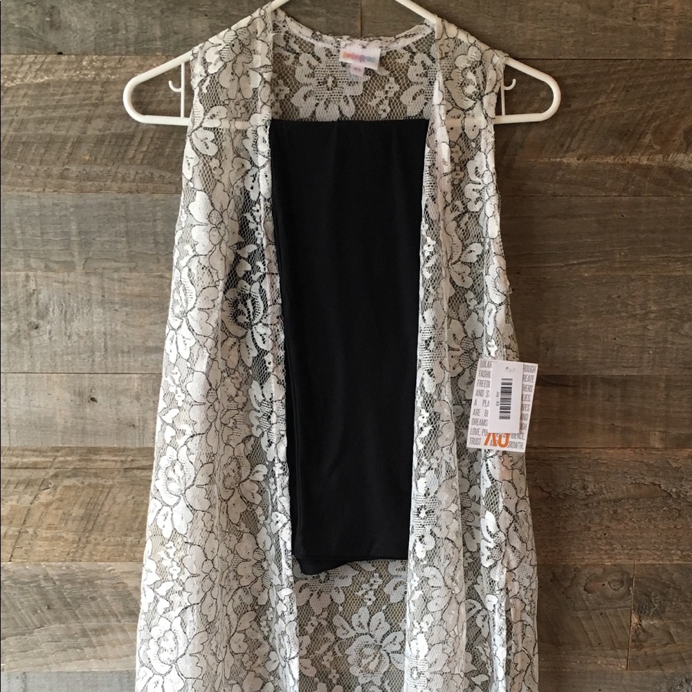 LuLaRoe XS Lace Joy & OS Solid Black Leggings BNWT