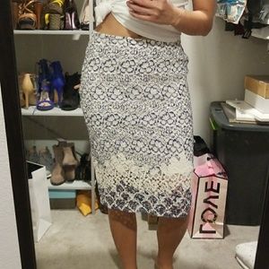 Skirt lace midi cream and blue