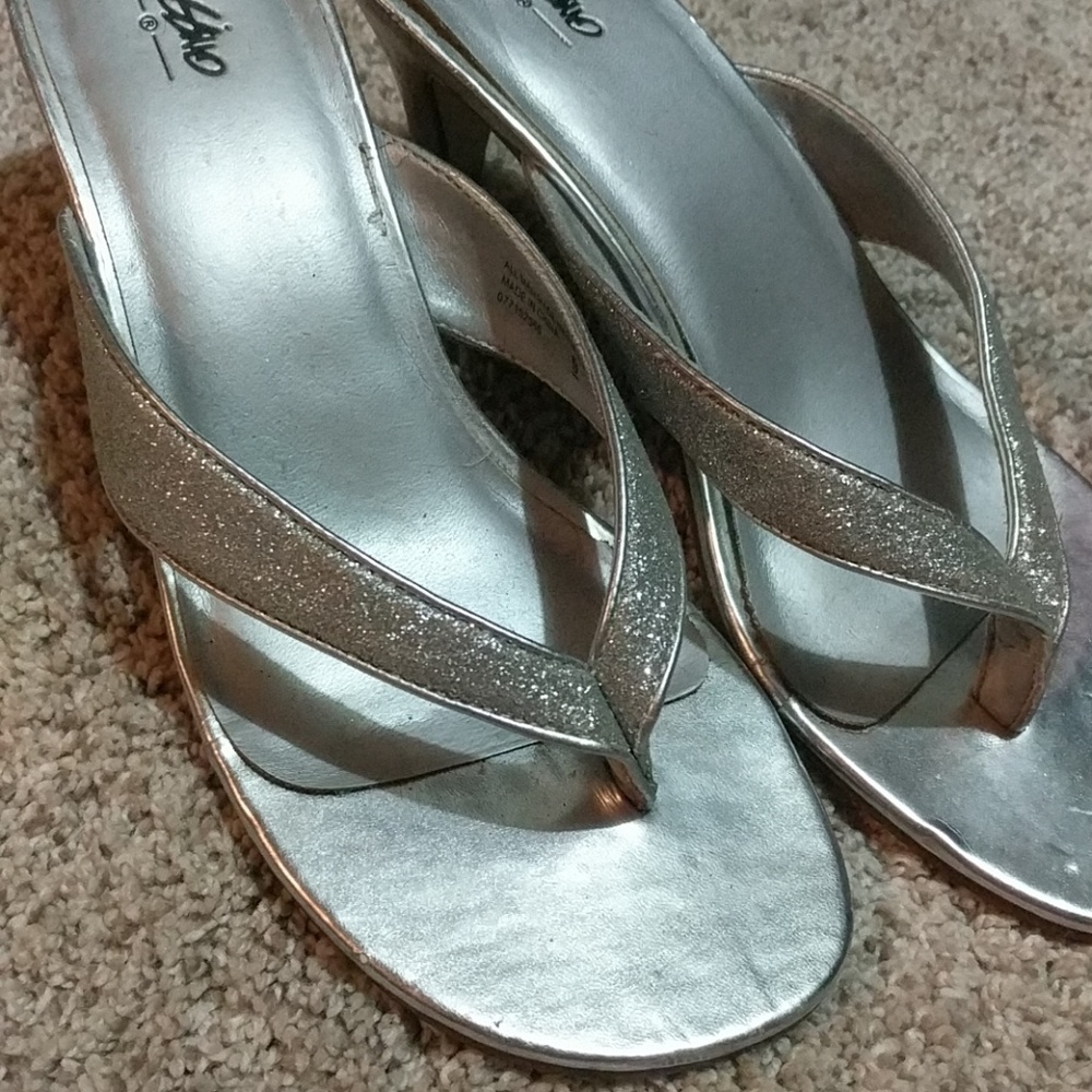Silver 2 inch heels