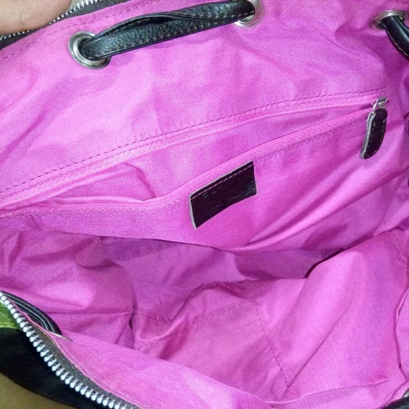 Gustto Spanish Leather Handbag Chocolate/Lime - Picture 4 of 7