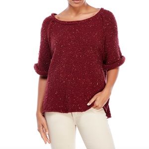 NWOT Free People burgundy sweater sz XS wool blend