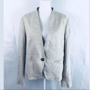 Ann Taylor LOFT Linen Blazer Career Sz 14 Beige