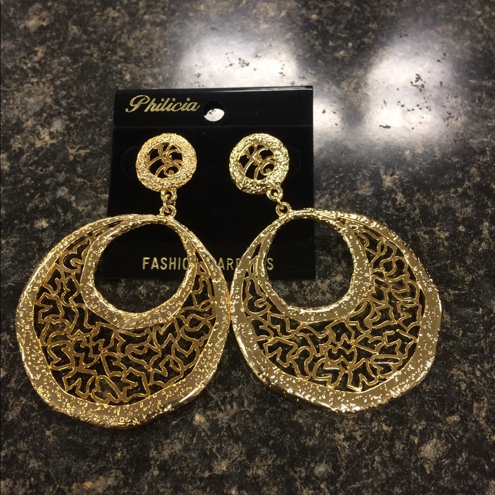Large hoop earrings with design