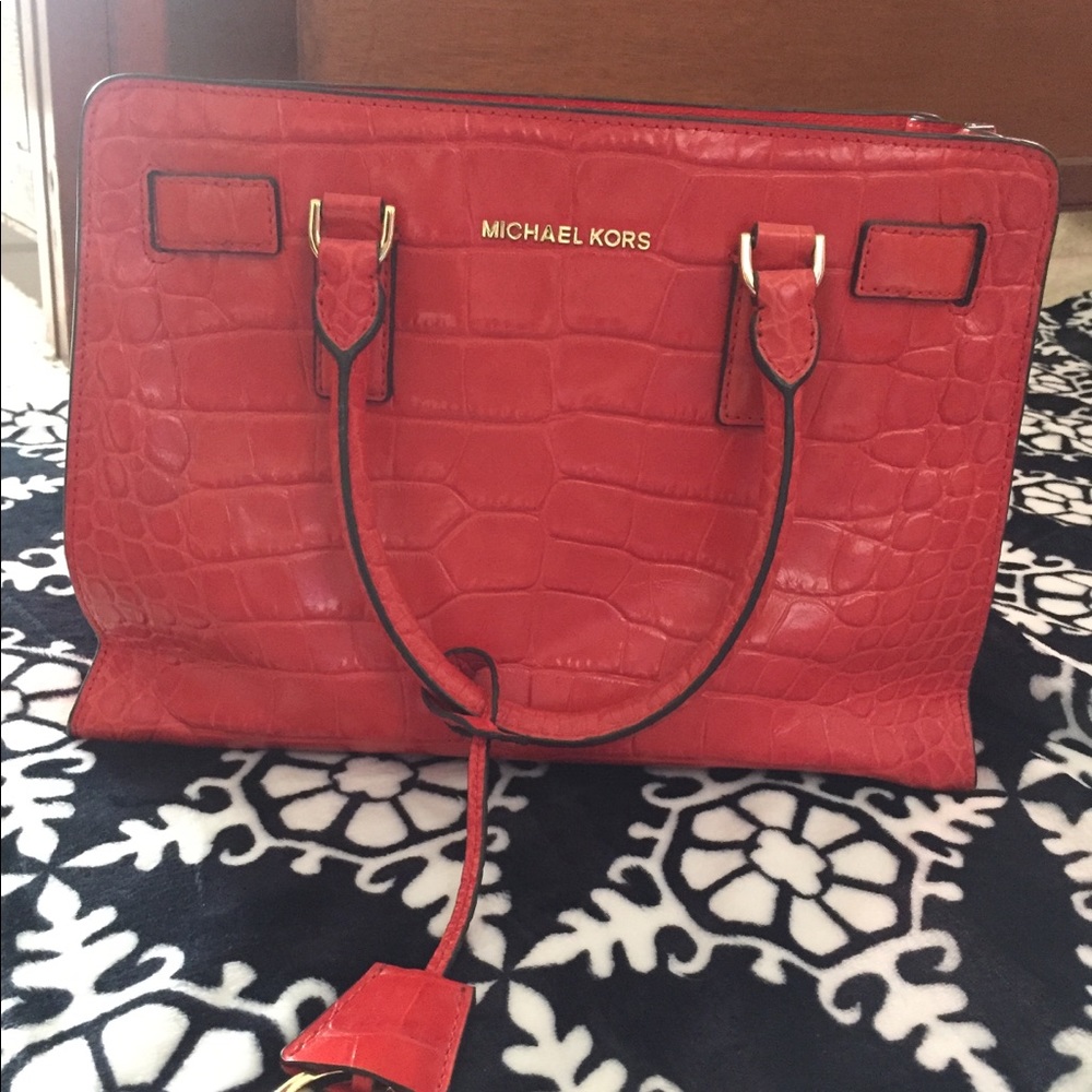 Micheal Kors Burnt Orange Crocodile Purse