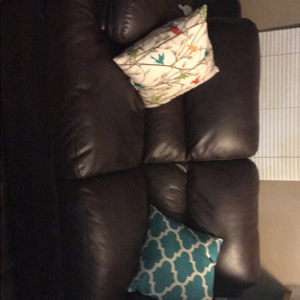 Love seat, single big chair and ottoman.