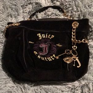 Juicy Couture Black and Lavender Velvet bag
