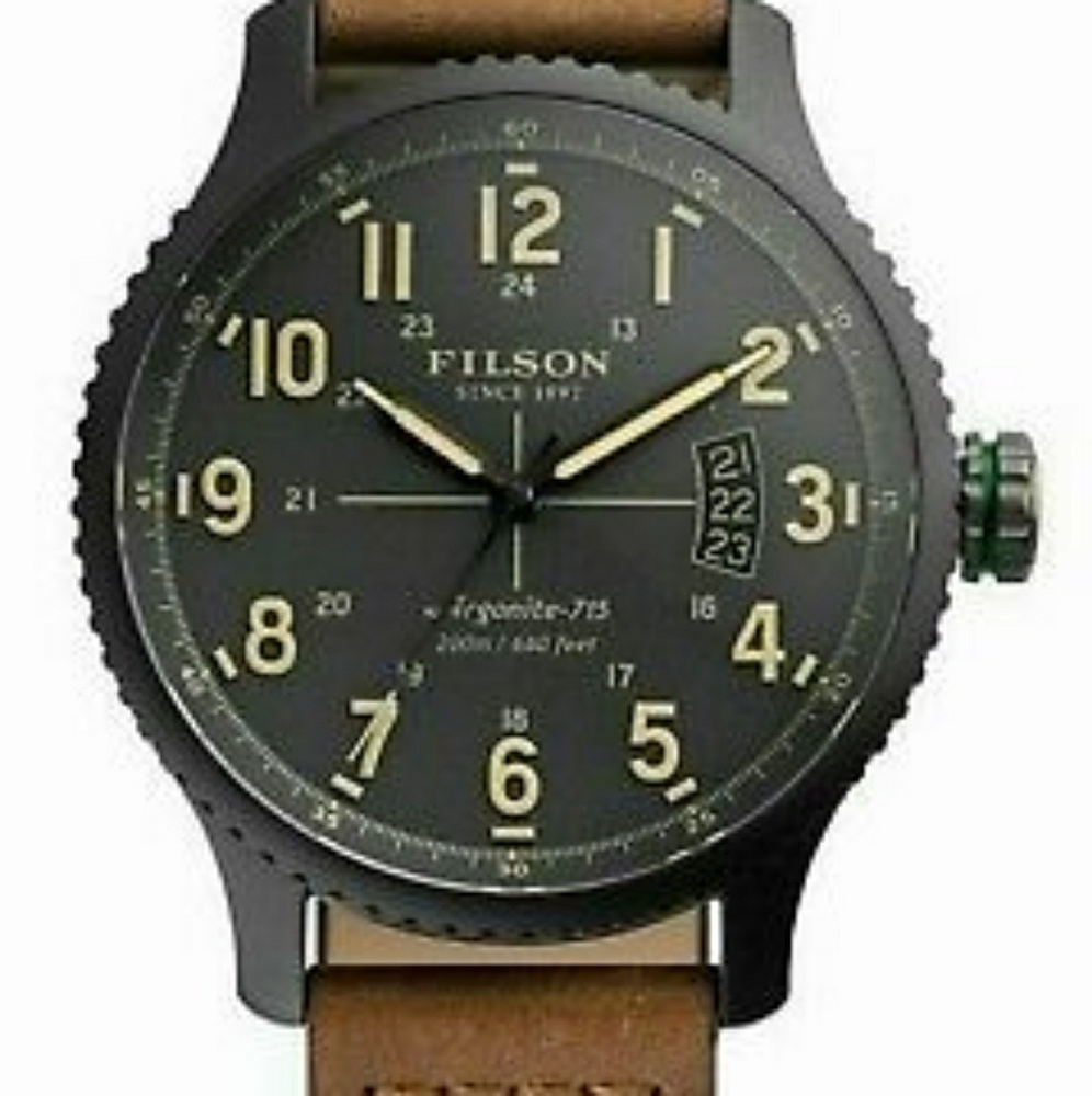 Filson Mackinaw Field 43mm Smoke Gray Brown Watch