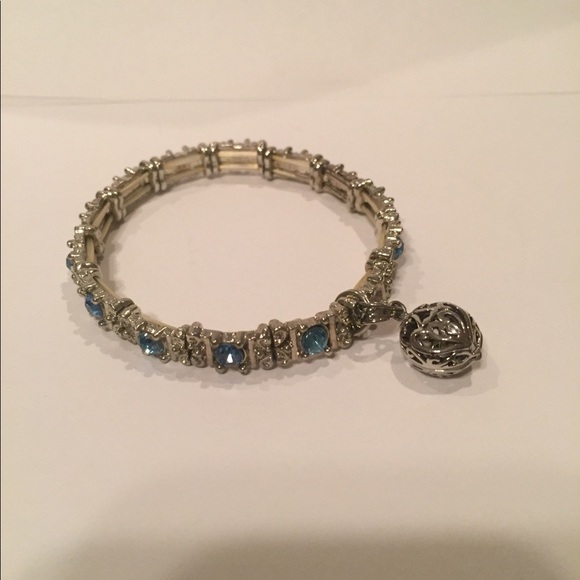 Silver Bracelet With Blue Gem Accent - Picture 2 of 5