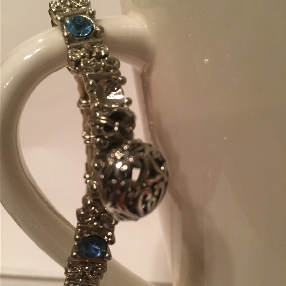 Silver Bracelet With Blue Gem Accent - Picture 3 of 5