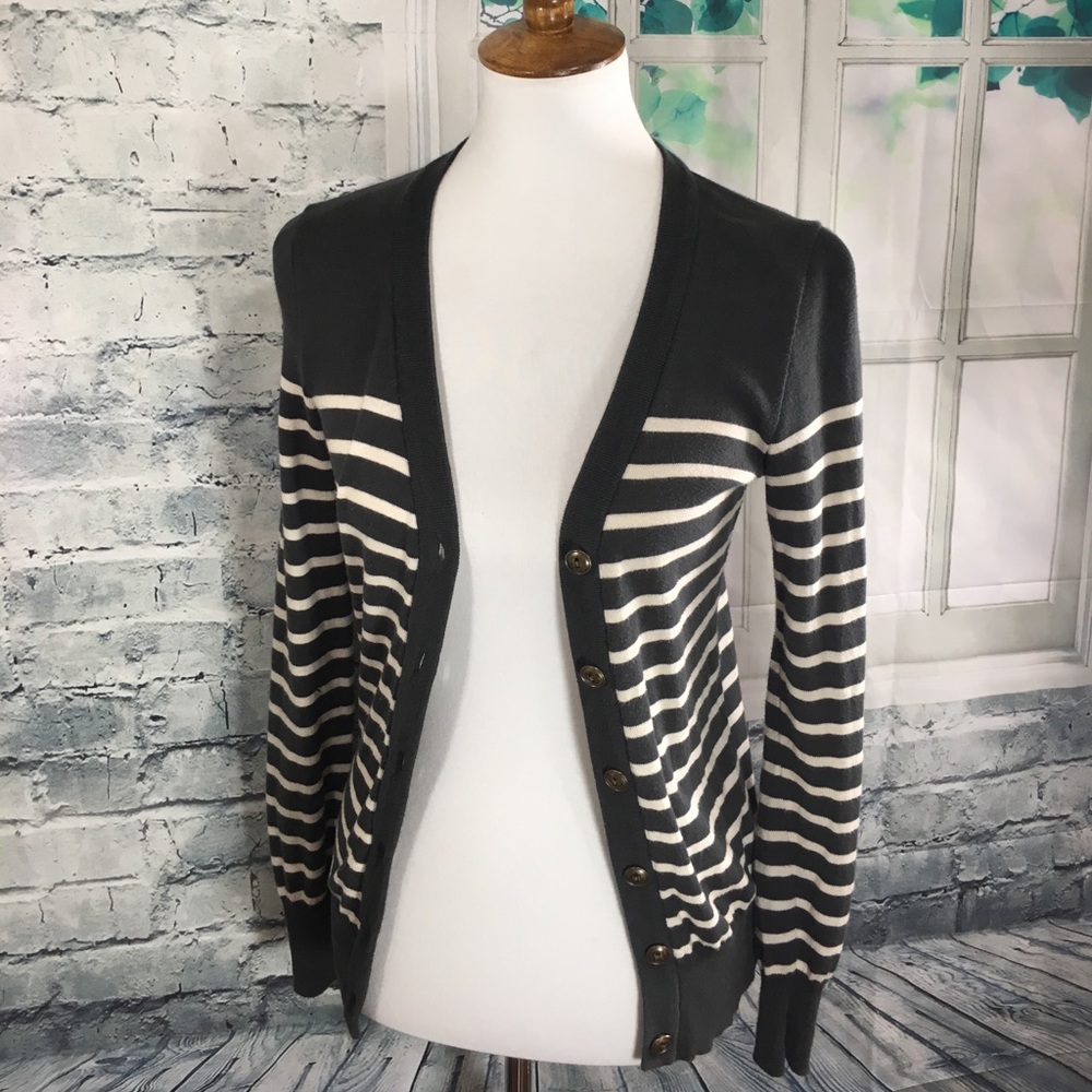 U/O - BDG. Striped Gray/ White Cardigan Sweater.