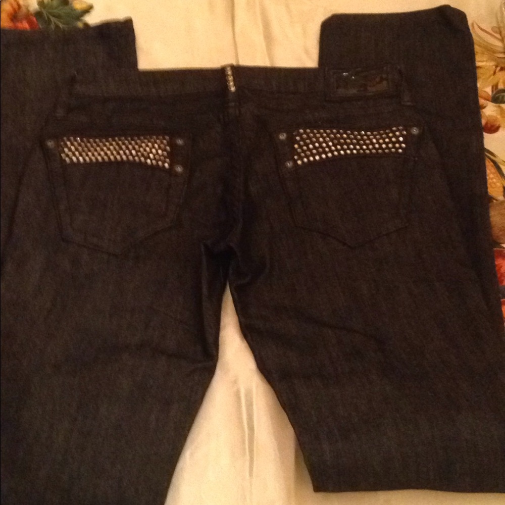 Robin's Jean Sz 27 Black Rhinestone Marilyn Jeans