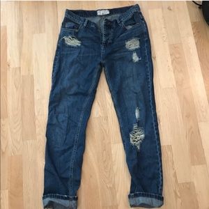Free People distressed boyfriend jeans!