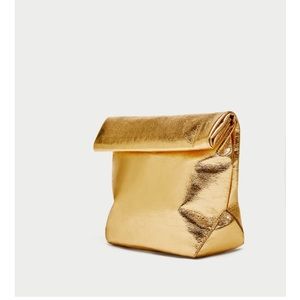 Zara gold mini bucket bag / clutch