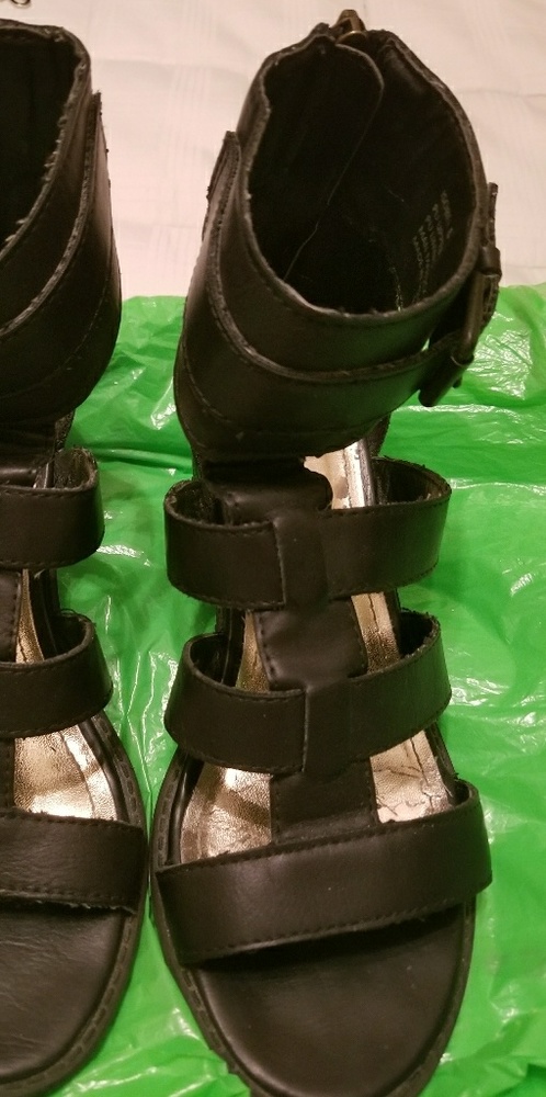 Black gladiator  chunky heels