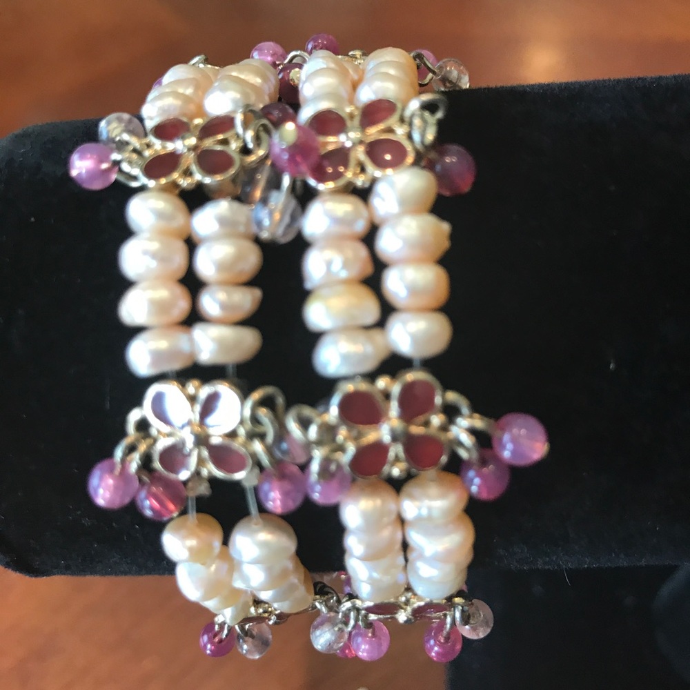 Real water pearl twins bracelet with Swarovski