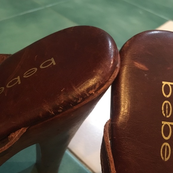 Bebe strappy leather wooden platform pumps! Size10 - Picture 8 of 8