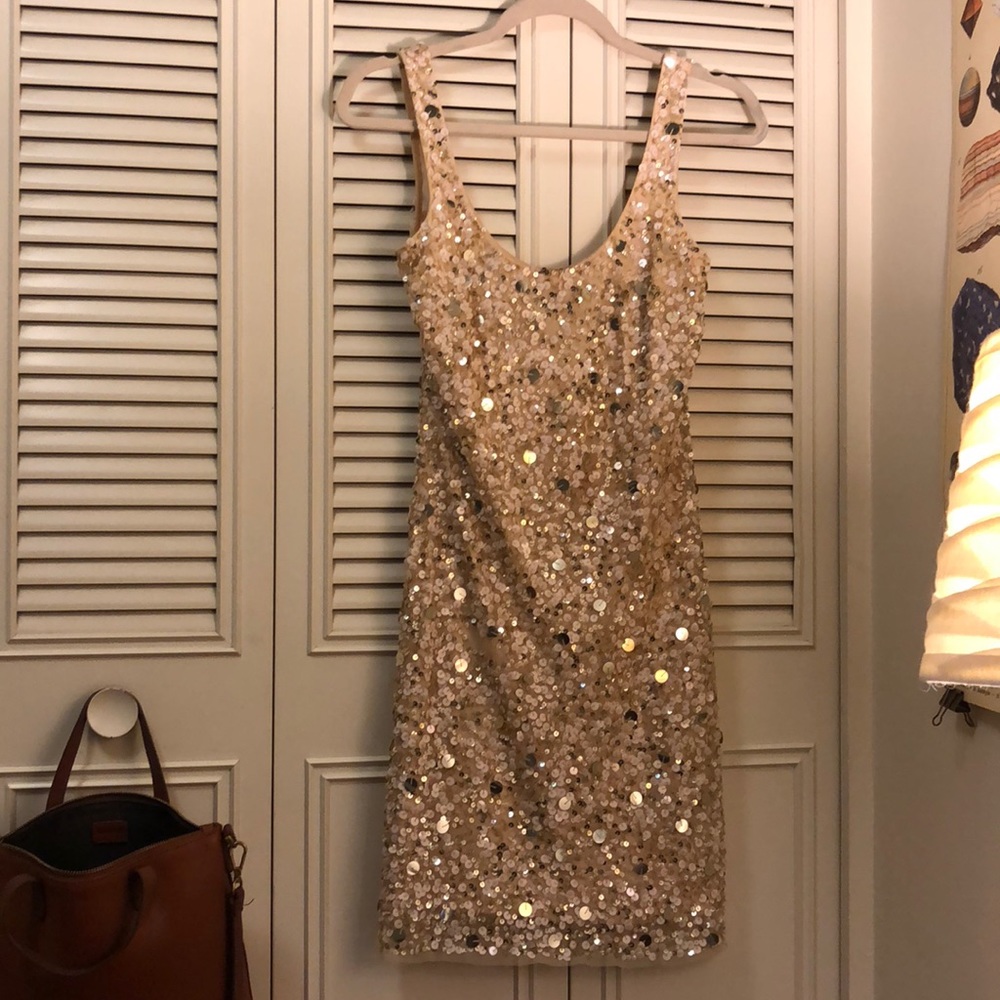 Neutral sequin dress