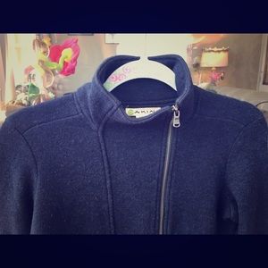 Unique jacket coat wool blue zip pockets asymmetry
