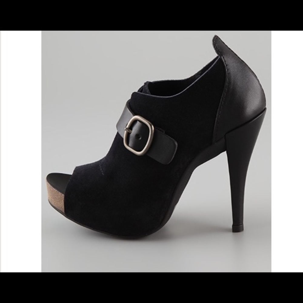 Pedro Garcia "Chick" Black Suede Peep Toe Booties