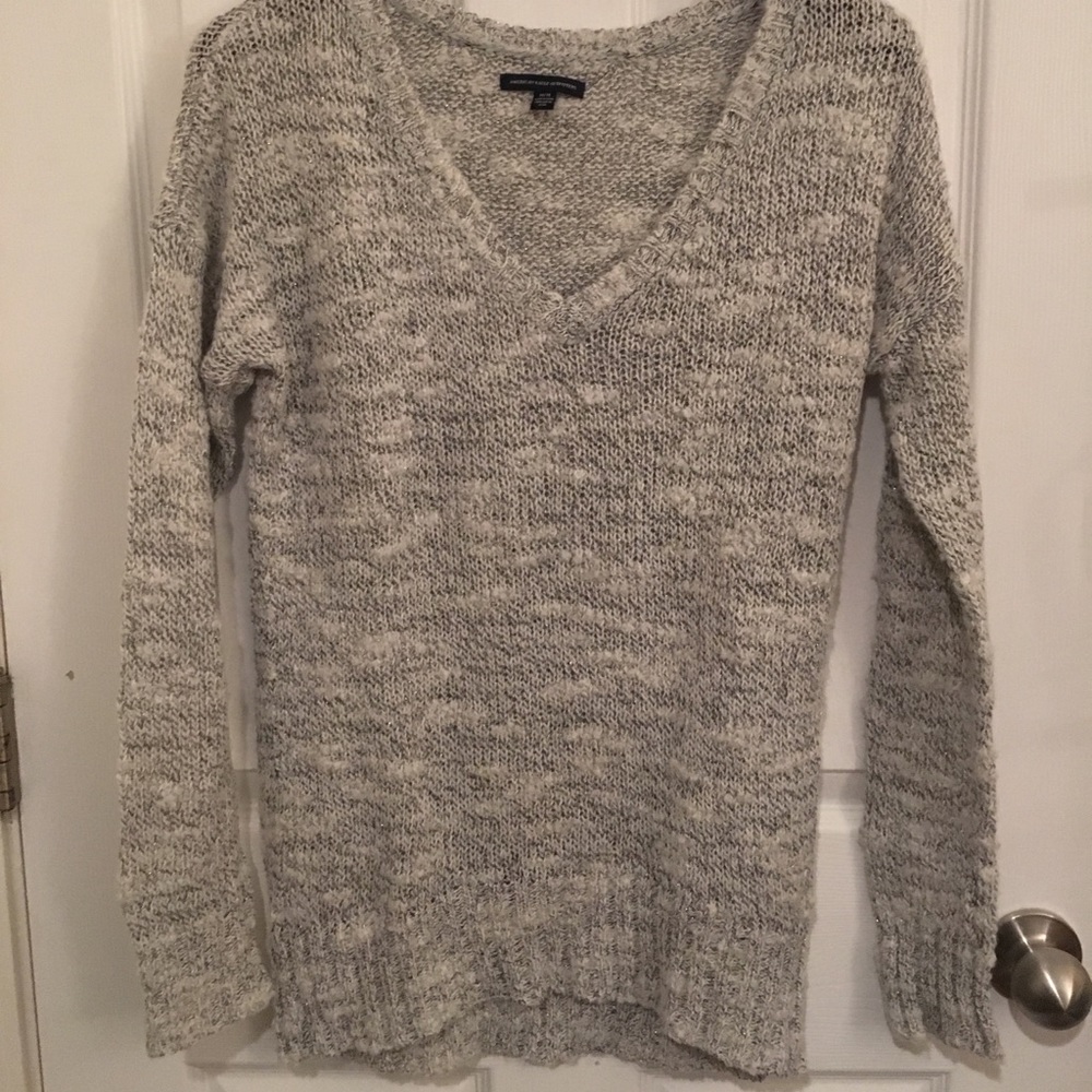 American Eagle Grey Silver Sweater with Sparkles