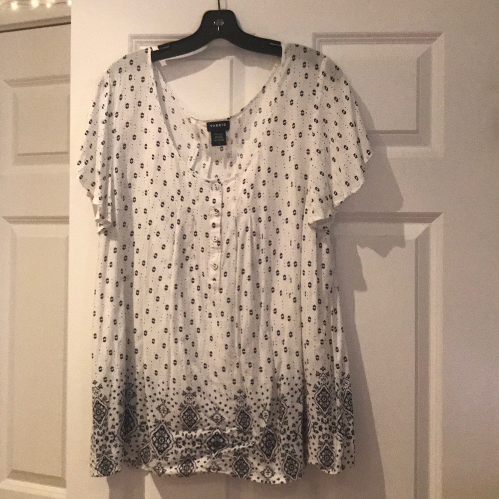 Navy and White Torrid Blouse