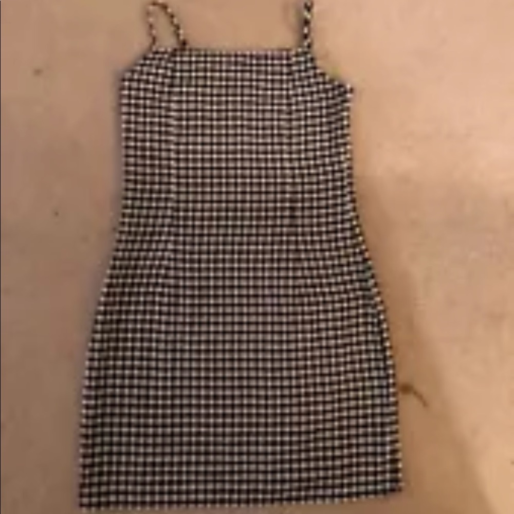 Checkered black and white tight dress