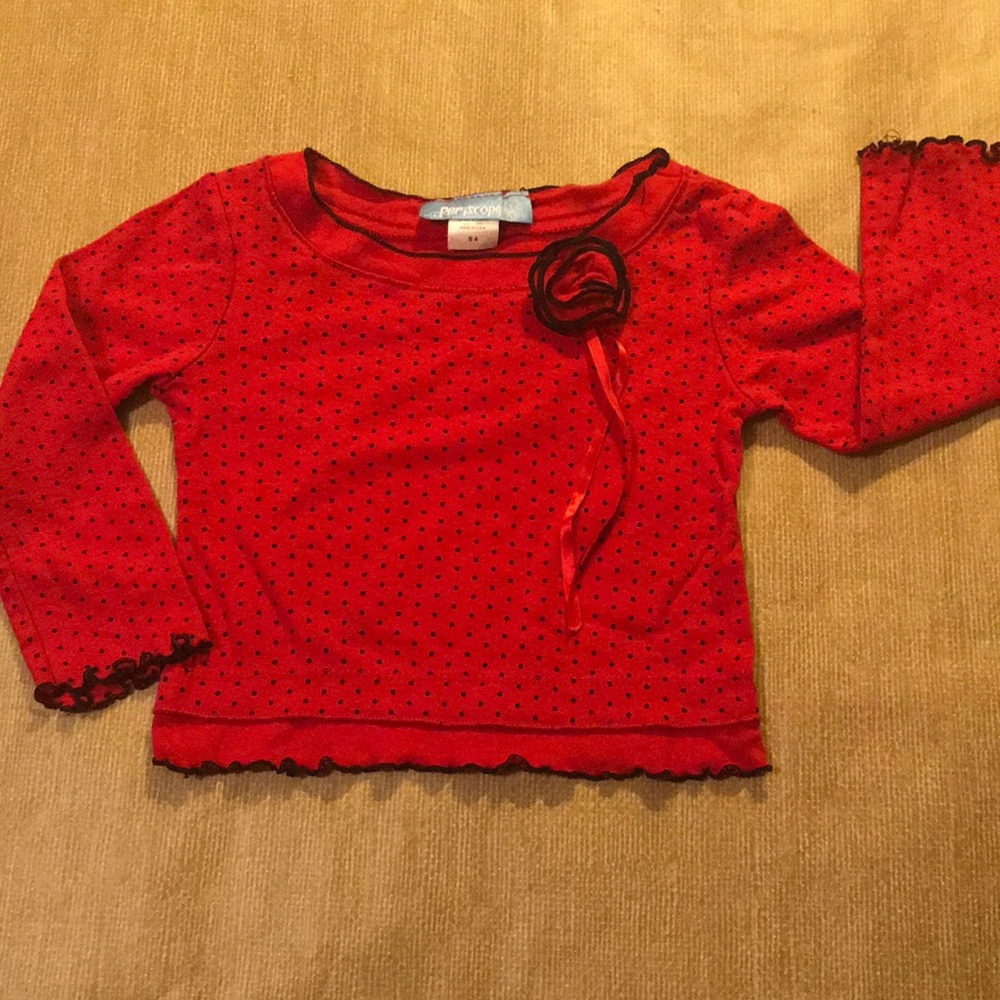 Pullover Red Top With Fabric Flower