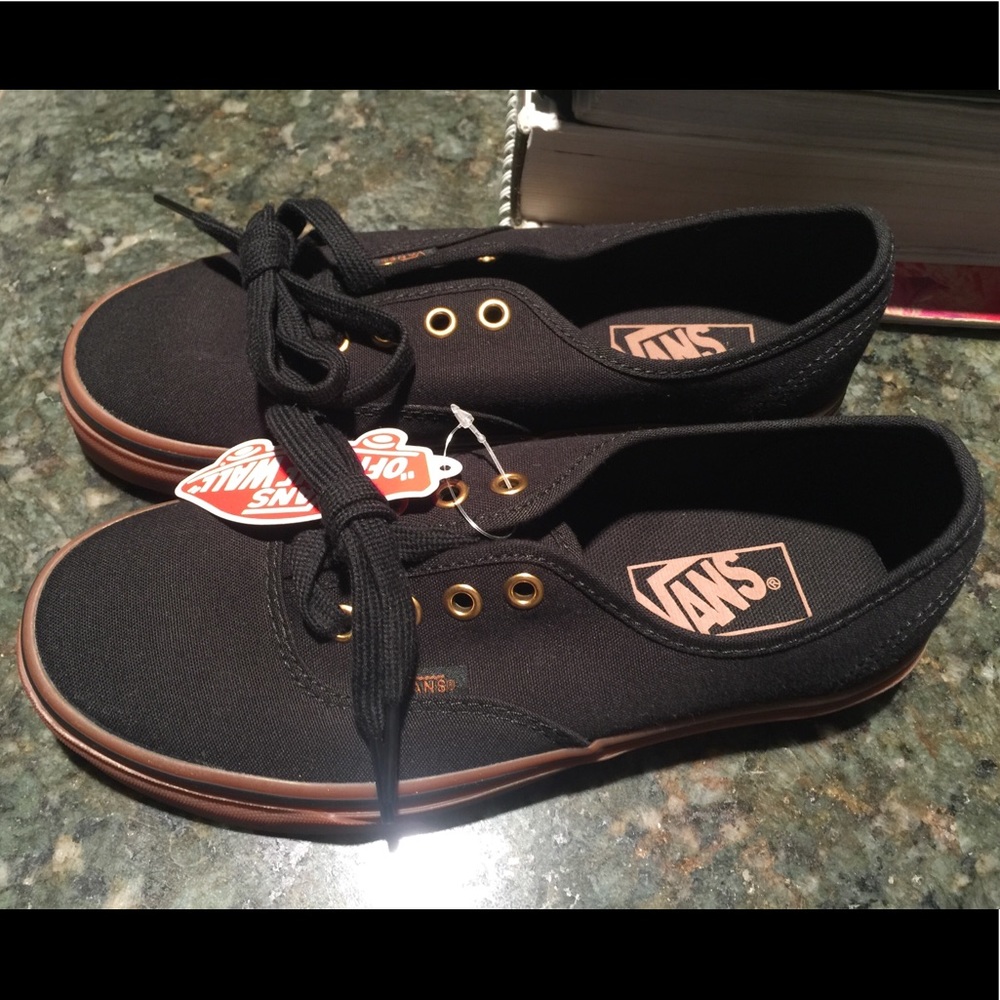 Black/Rubber Vans Authentic Shoes Men 5.5/Women 7