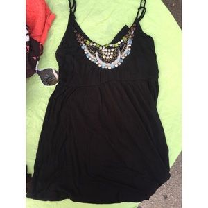 Black beaded "babydoll" style tank top