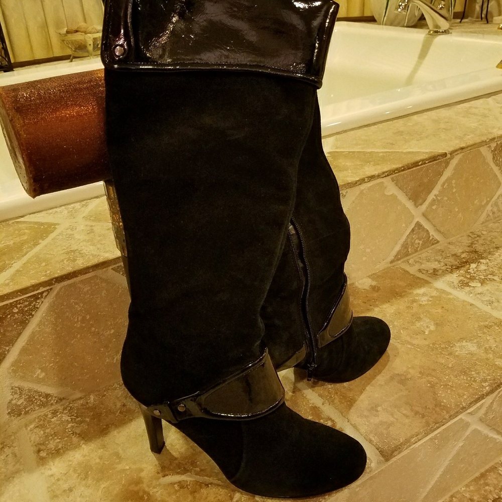 Nine west patent leather and suede boots size 10