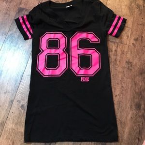 Victoria's Secret PINK black/hot pink varsity tee