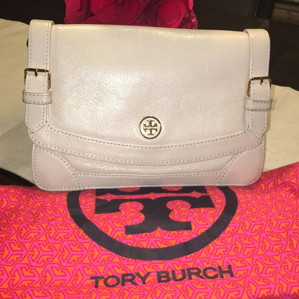 Tory Burch clutch / shoulder bag in cream leather
