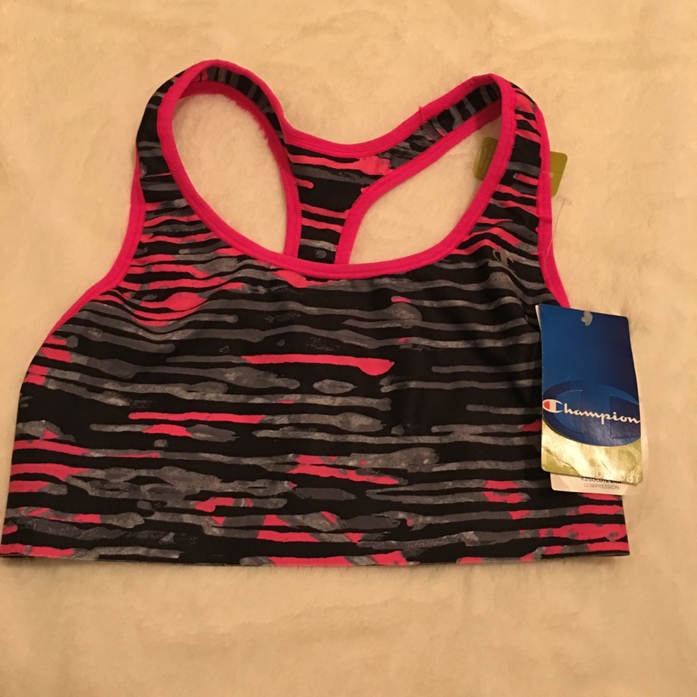 New Champion sports bra NWT in pink and black