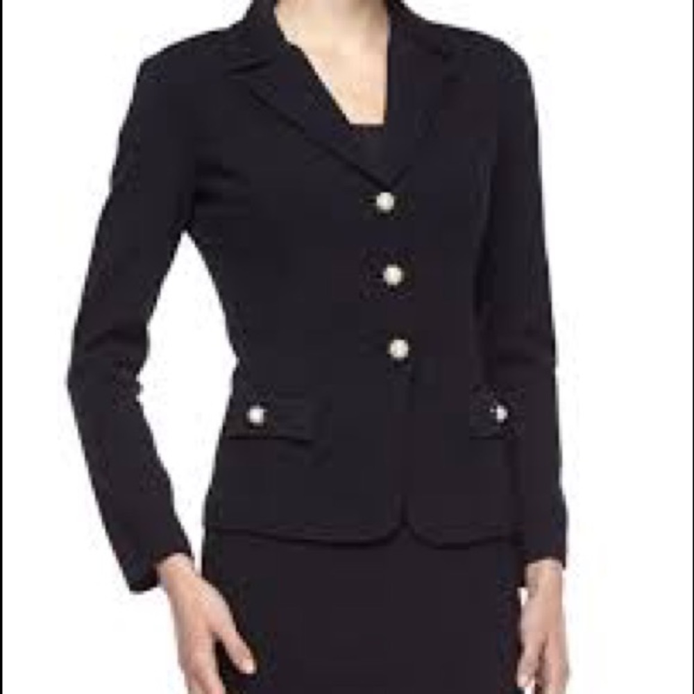 St. John collection cobalt blue knit skirt suit