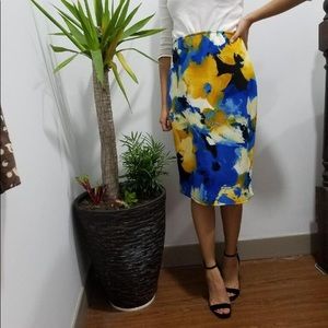 Flower print pencil skirt
