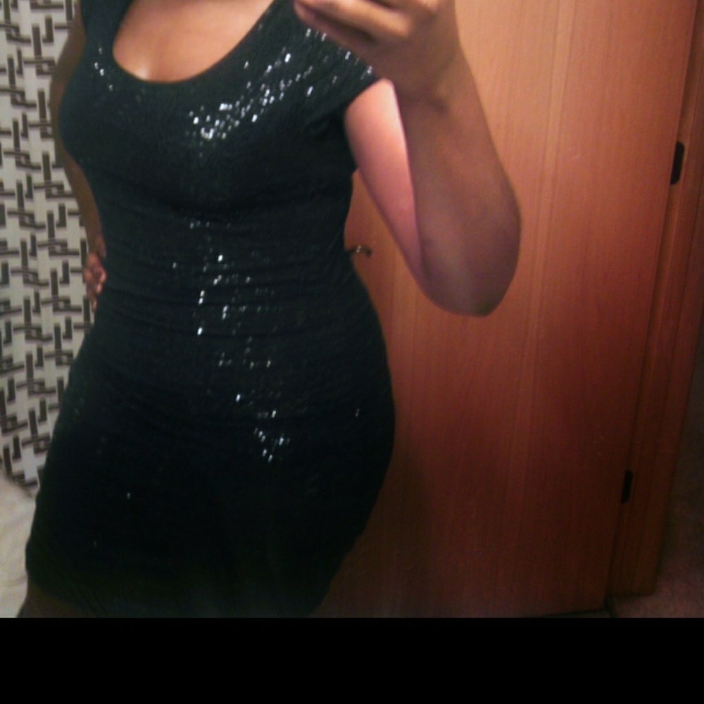 Sequined Black Dress