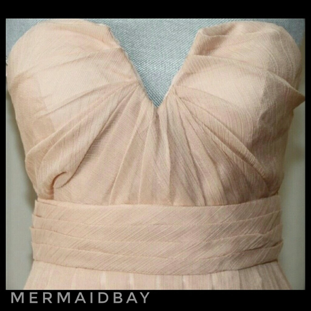 GORGEOUS soft rose gold/beige dress strapless prom - Picture 5 of 8