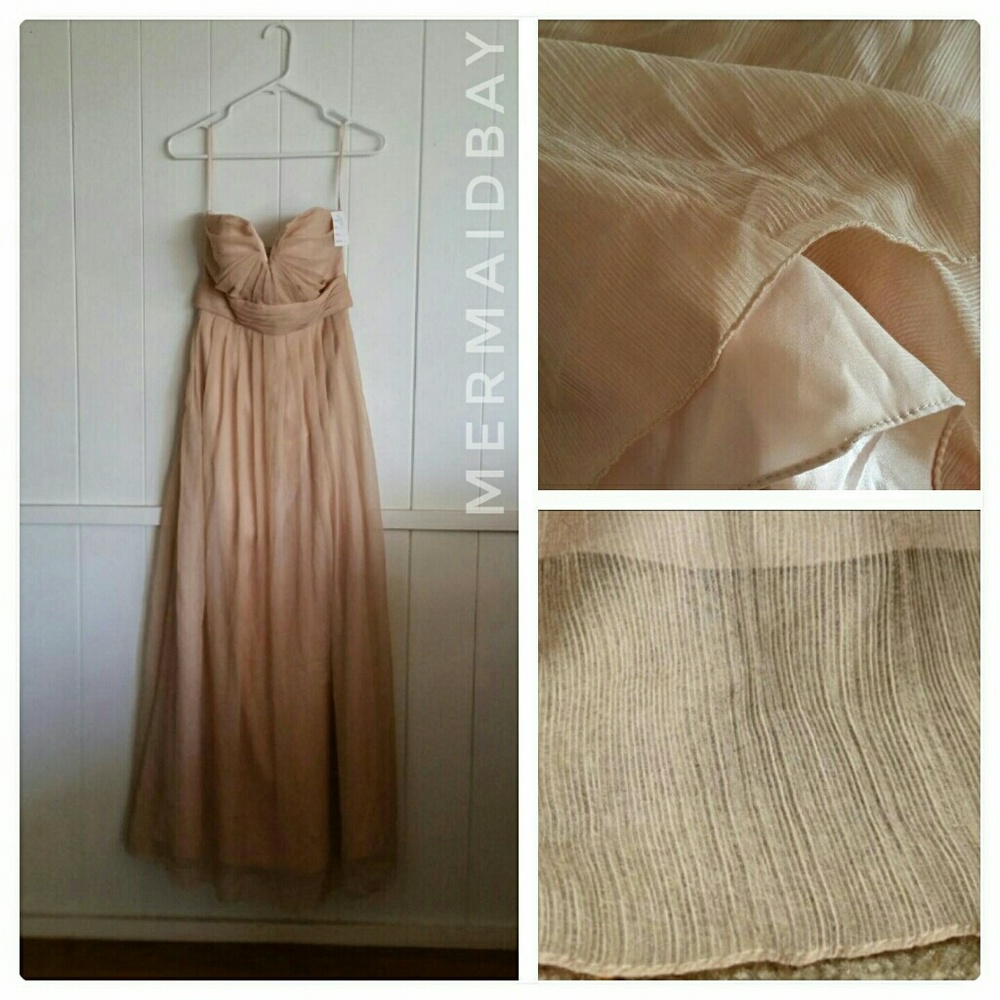 GORGEOUS soft rose gold/beige dress strapless prom - Picture 7 of 8