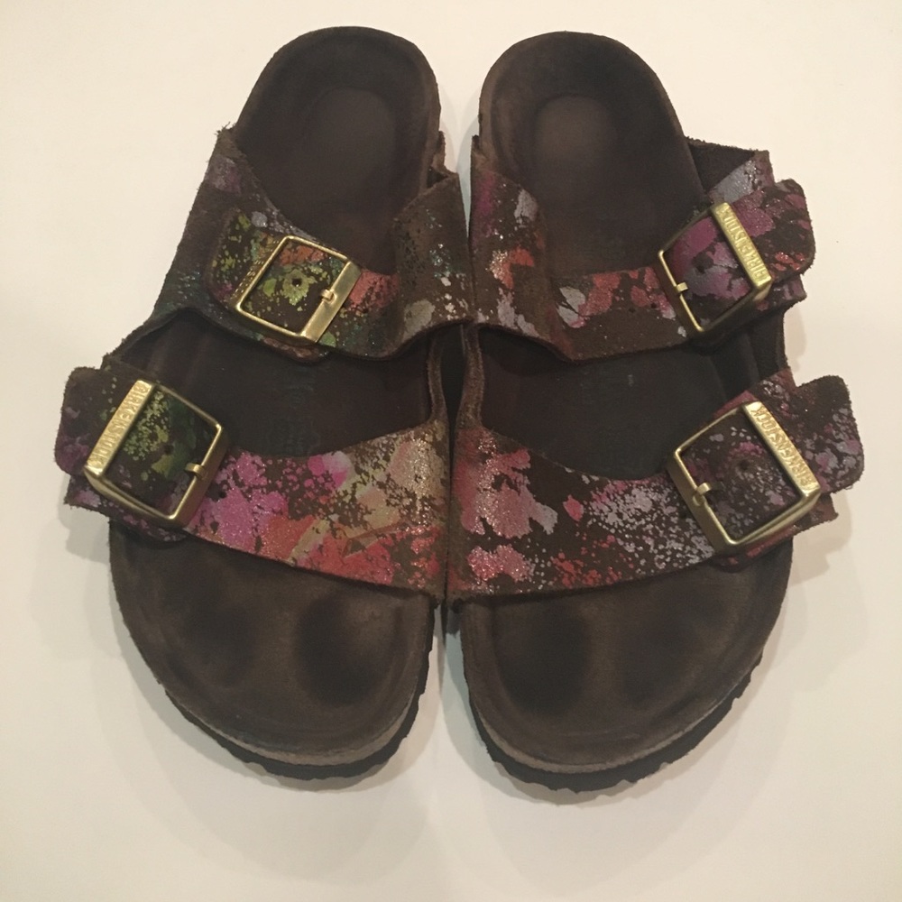Birkenstock Sandals Sz 39 multi colored 2 strap