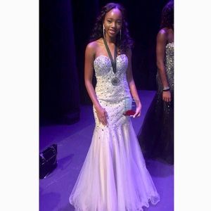 Nude Embellished Prom Dress