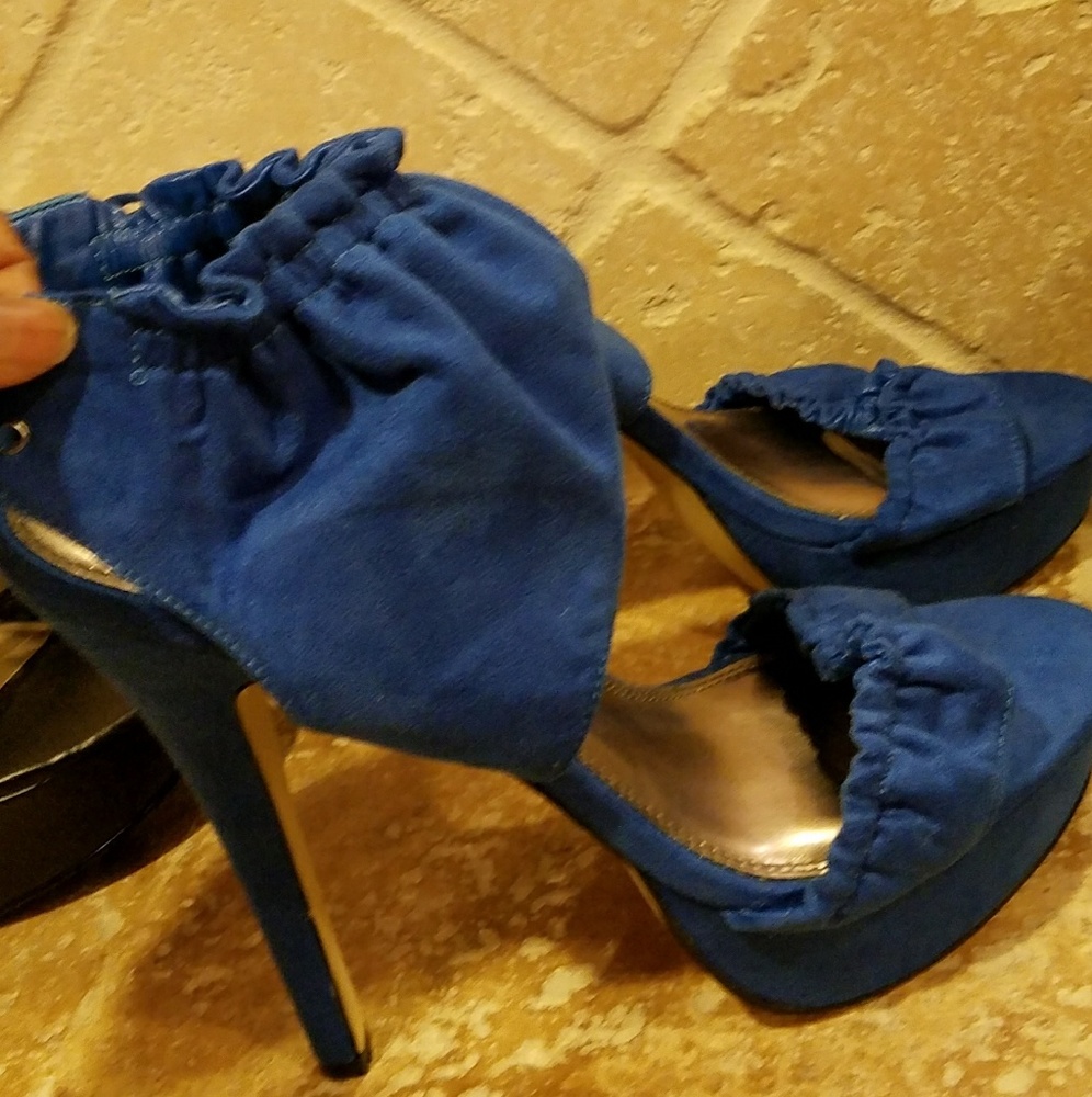 BAKERS size 10 blue fabric platform Stilettos new